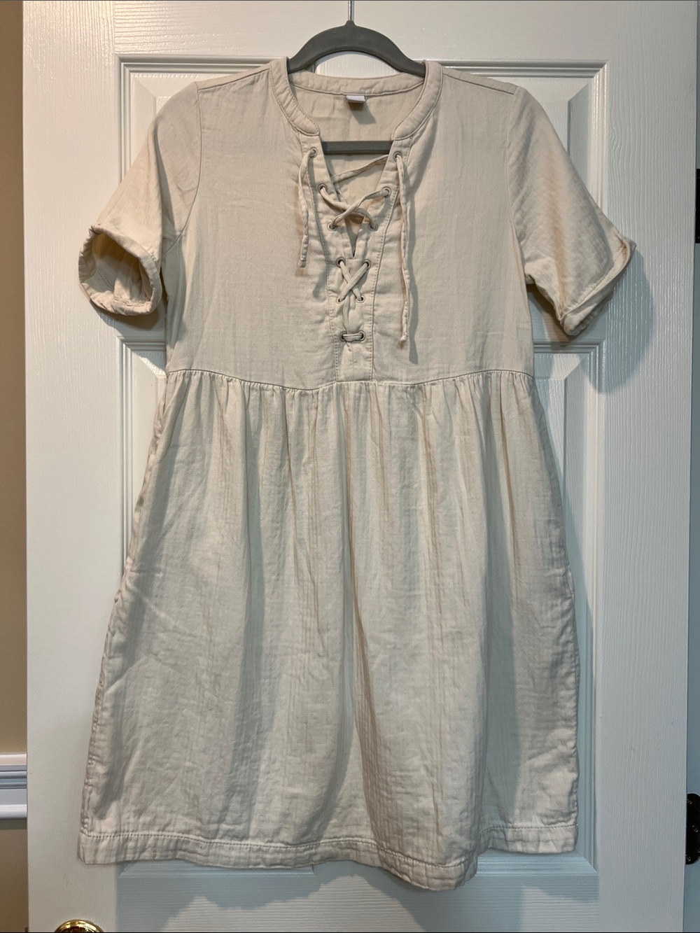 Old Navy Cream Lace-Up Dress